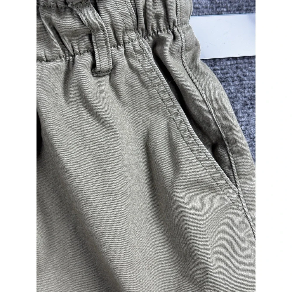 AND NOW THIS Olive Green Paperbag Waist Mini Skirt Women's Size L Utility Casual